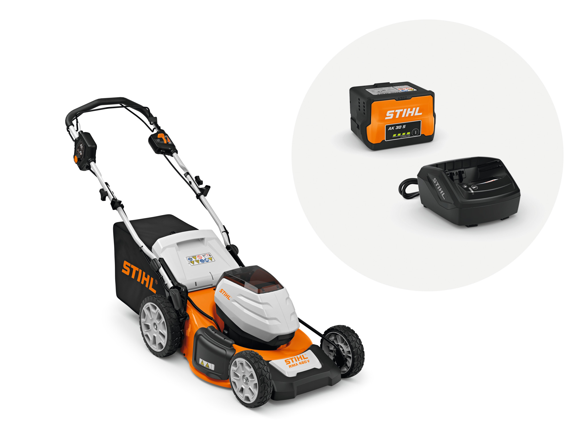 RMA 460 V Battery Lawnmower with AK 30 Battery & AL 101 Charger